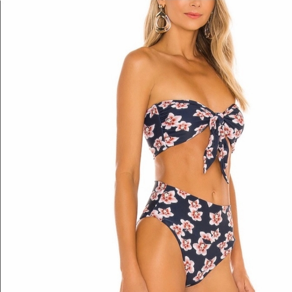 New acacia swimwear baker isle bikini top S orchid bandeau tie front tropical - Picture 3 of 9